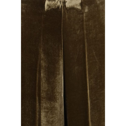 Palazzo Pants by P.A.R.O.S.H. for women in viscose silk velvet brown presents a refined pantology silhouette, artfully defined by a refined pantology regular-fit & wide, long, and a sophisticated .