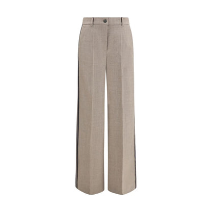 Palazzo Pants by P.A.R.O.S.H. for women in virgin wool gray & striped presents a refined pantology silhouette, artfully defined by a refined pantology regular-fit & wide, long, and a sophisticated .