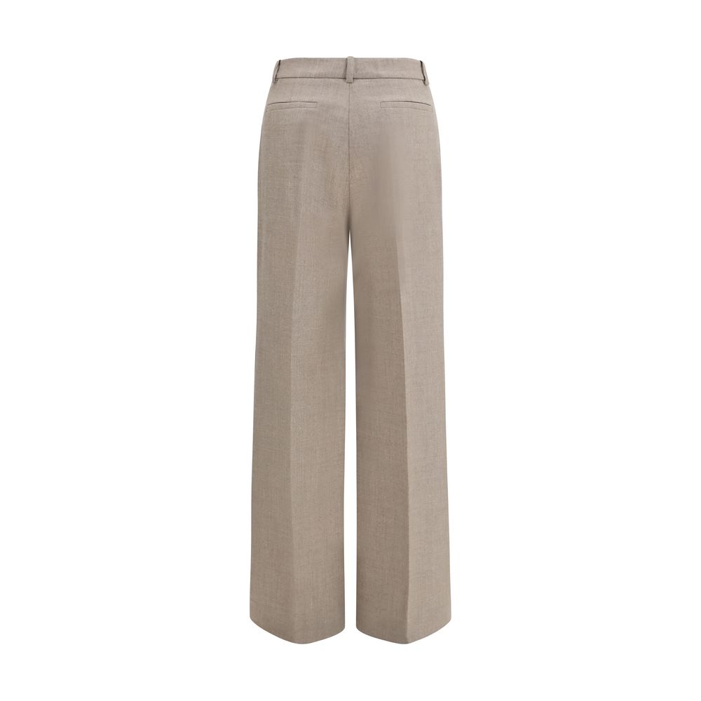 Palazzo Pants by P.A.R.O.S.H. for women in virgin wool gray & striped features an refined tailoring silhouette, showcasing a premium regular-fit & wide with a and long cut for a refined tailoring look.