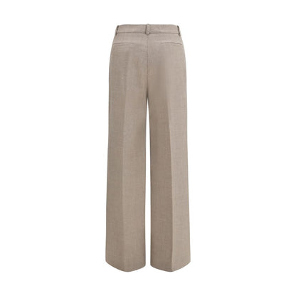 Palazzo Pants by P.A.R.O.S.H. for women in virgin wool gray & striped features an refined tailoring silhouette, showcasing a premium regular-fit & wide with a and long cut for a refined tailoring look.