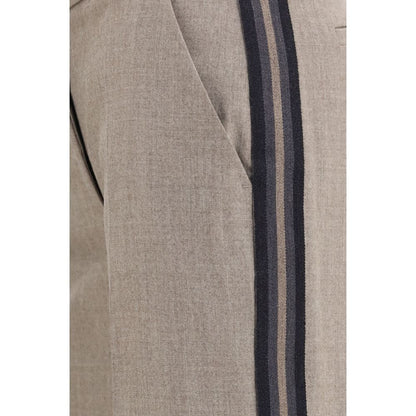 Palazzo Pants by P.A.R.O.S.H. for women in virgin wool gray & striped features an sophisticated and regular-fit & wide with a precise long, creating a sophisticated and sophisticated silhouette.