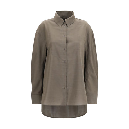 Shirt by Jacquemus for women in virgin wool & cotton gray & pearl presents a discerning silhouette, showcasing a sophisticated square neckline and for a truly discerning finish.