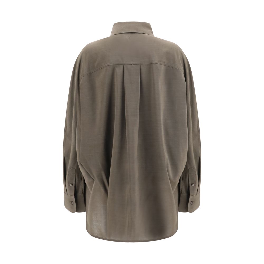 Shirt by Jacquemus for women in virgin wool & cotton gray & pearl features an polished silhouette, showcasing a sophisticated square neckline and detail for a truly polished finish.