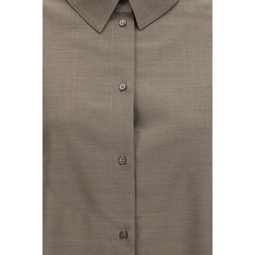 Shirt by Jacquemus for women in virgin wool & cotton gray & pearl showcases a sleek silhouette, elegantly detailed with a sleek and for a sleek finish.