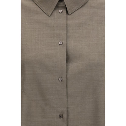 Shirt by Jacquemus for women in virgin wool & cotton gray & pearl showcases a sleek silhouette, elegantly detailed with a sleek and for a sleek finish.