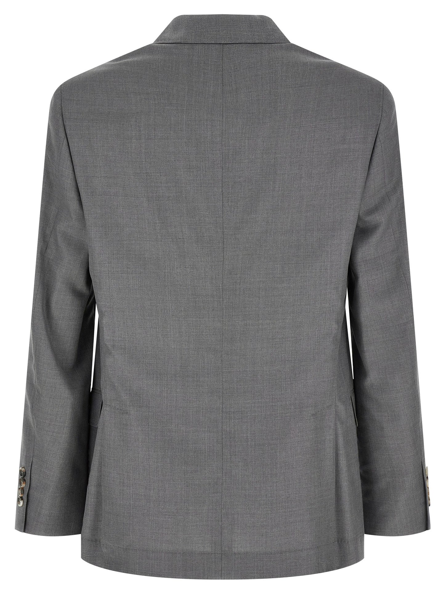 Brunello Cucinelli Men's Single Breasted Silk & Virgin Wool Blazer - Gray Horn