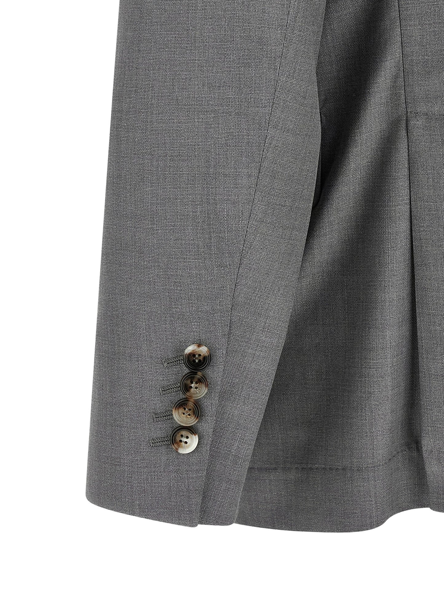 Brunello Cucinelli Men's Single Breasted Silk & Virgin Wool Blazer - Gray Horn