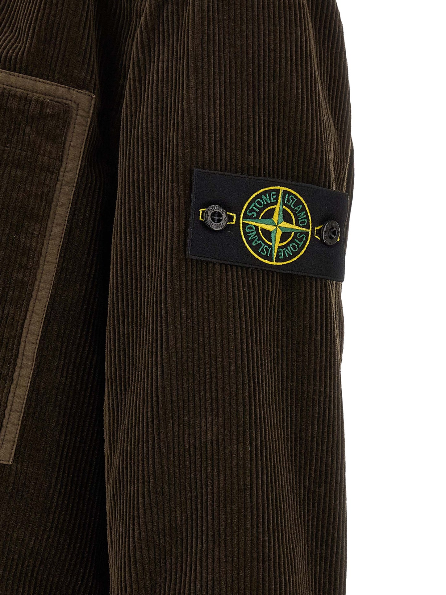 Overshirt by Stone Island for men in cotton corduroy brown features an architectural silhouette with a refined and elegant for a architectural look.