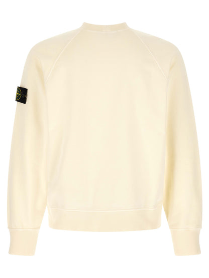 Sweatshirt by Stone Island for men in cotton canvas ivory, white & signature features an exquisite silhouette, showcasing and details for a exquisite look.