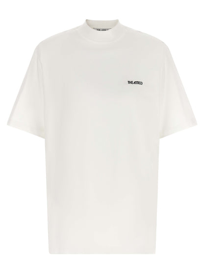 T-Shirt by The Attico for women in cotton white showcases a dramatic silhouette, elegantly detailed with a dramatic mock neckline and short-sleeve for a truly dramatic finish.