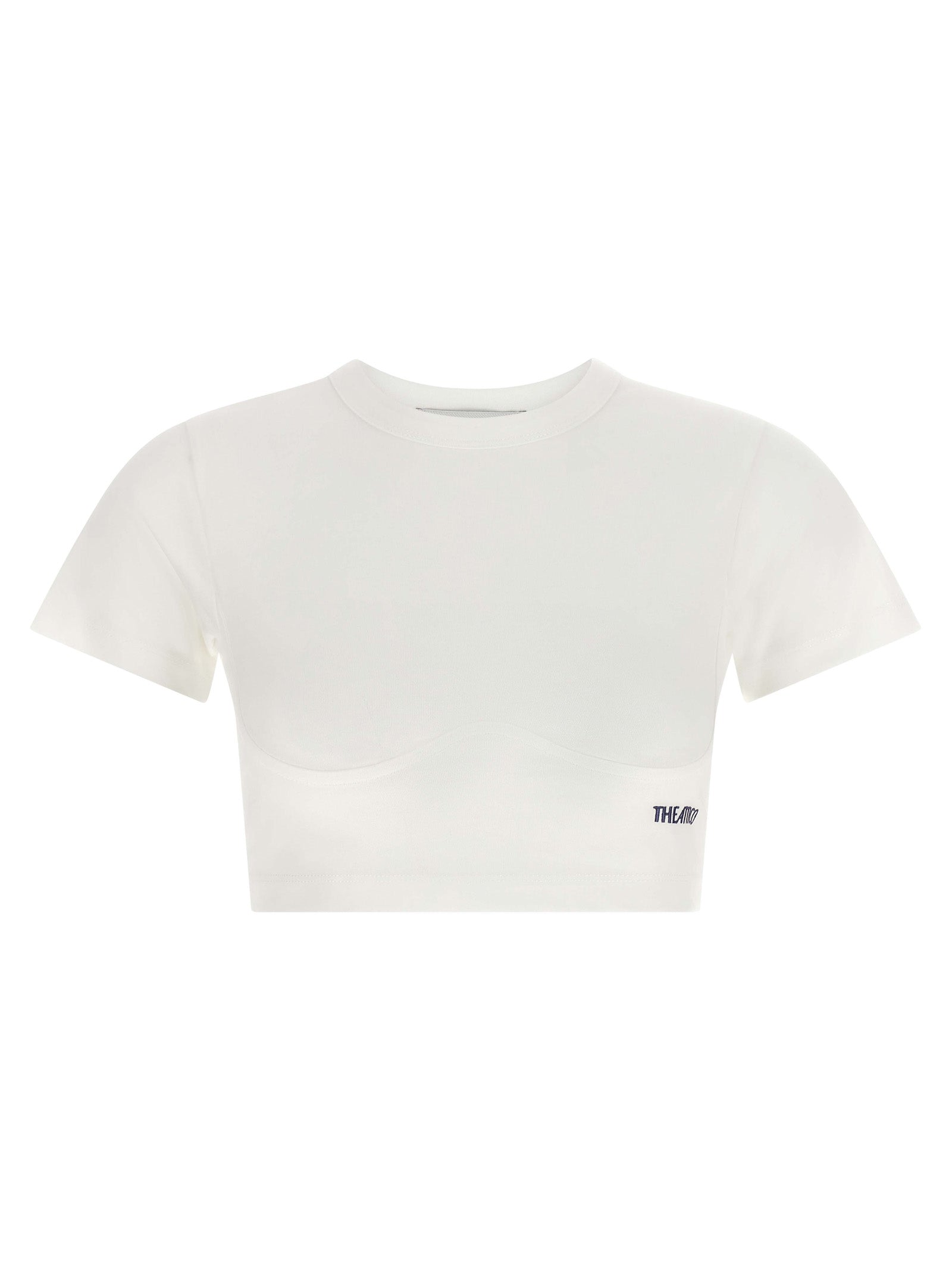 Corset Top by The Attico for women in cotton white showcases a perennial silhouette, artfully detailed with a short-sleeve design and a perennial round neckline.