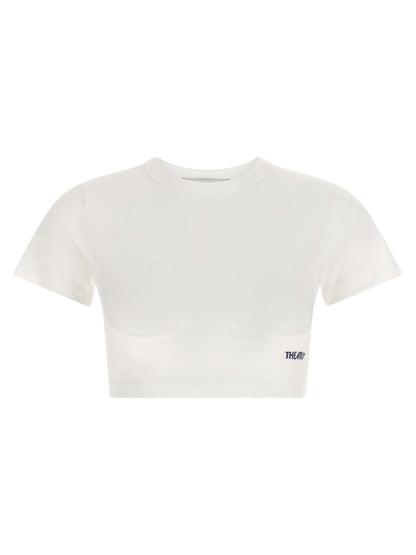 Corset Top by The Attico for women in cotton white showcases a perennial silhouette, artfully detailed with a short-sleeve design and a perennial round neckline.