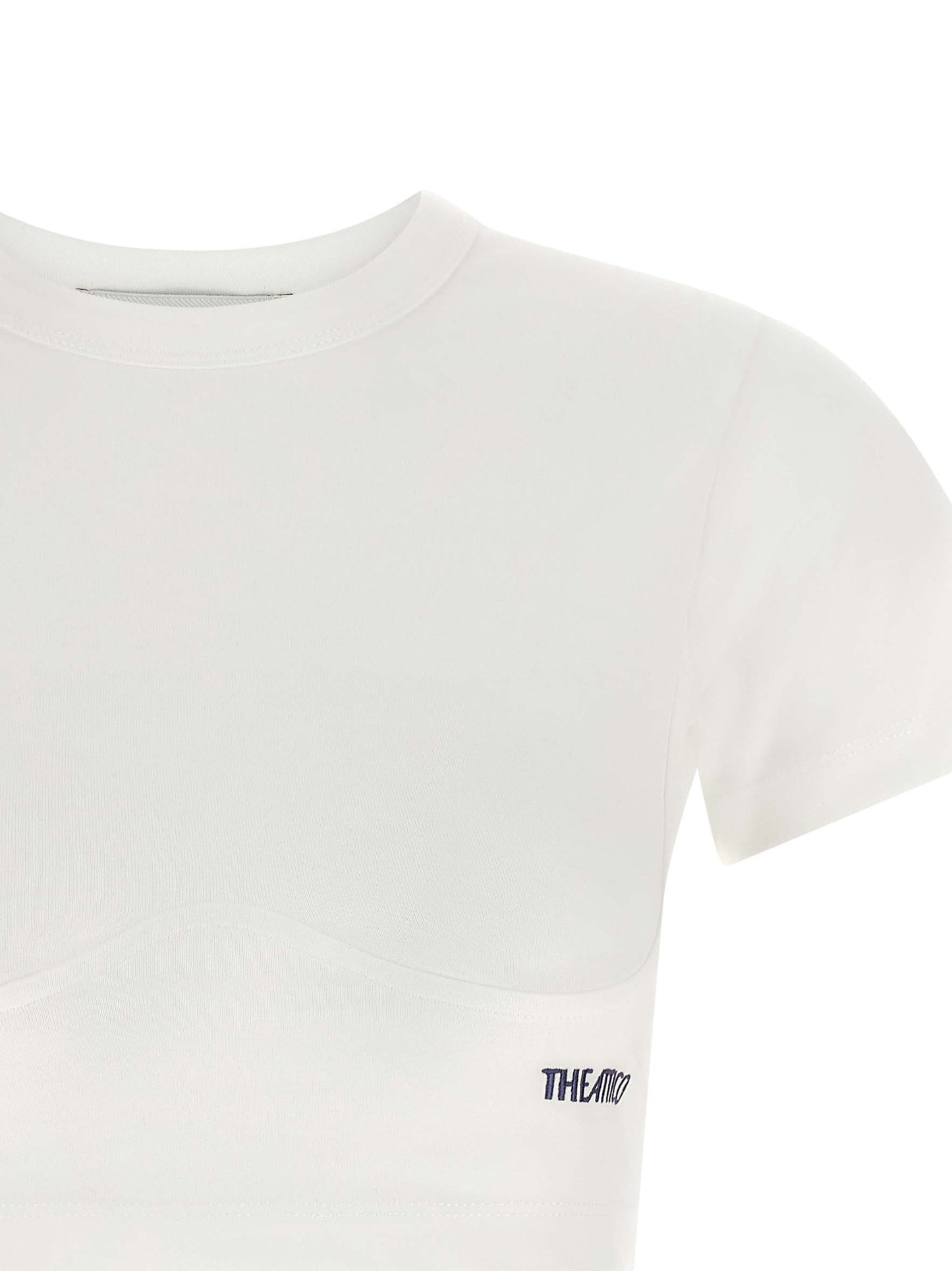 Corset Top by The Attico for women in cotton white presents a uncompromising silhouette, artfully detailed with a uncompromising round neckline and for a sophisticated, uncompromising finish.