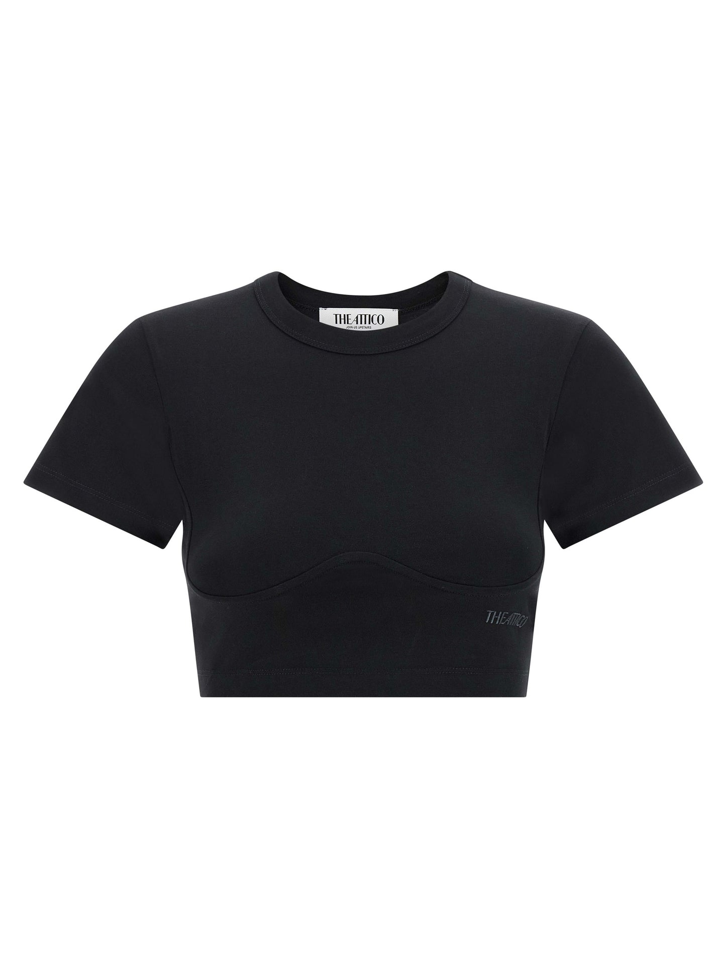 T-Shirt by The Attico for women in cotton black showcases a chic silhouette, artfully detailed with a chic crew neckline and short-sleeve for a chic finish.