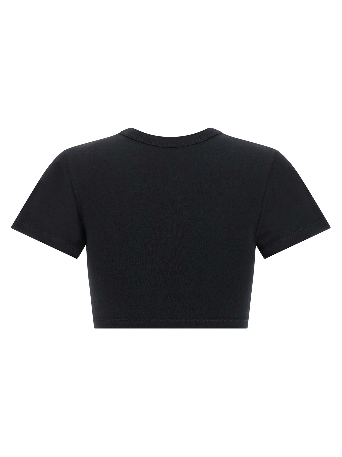 T-Shirt by The Attico for women in cotton black showcases a dramatic silhouette, elegantly detailed with a dramatic crew neckline and for a truly dramatic finish.