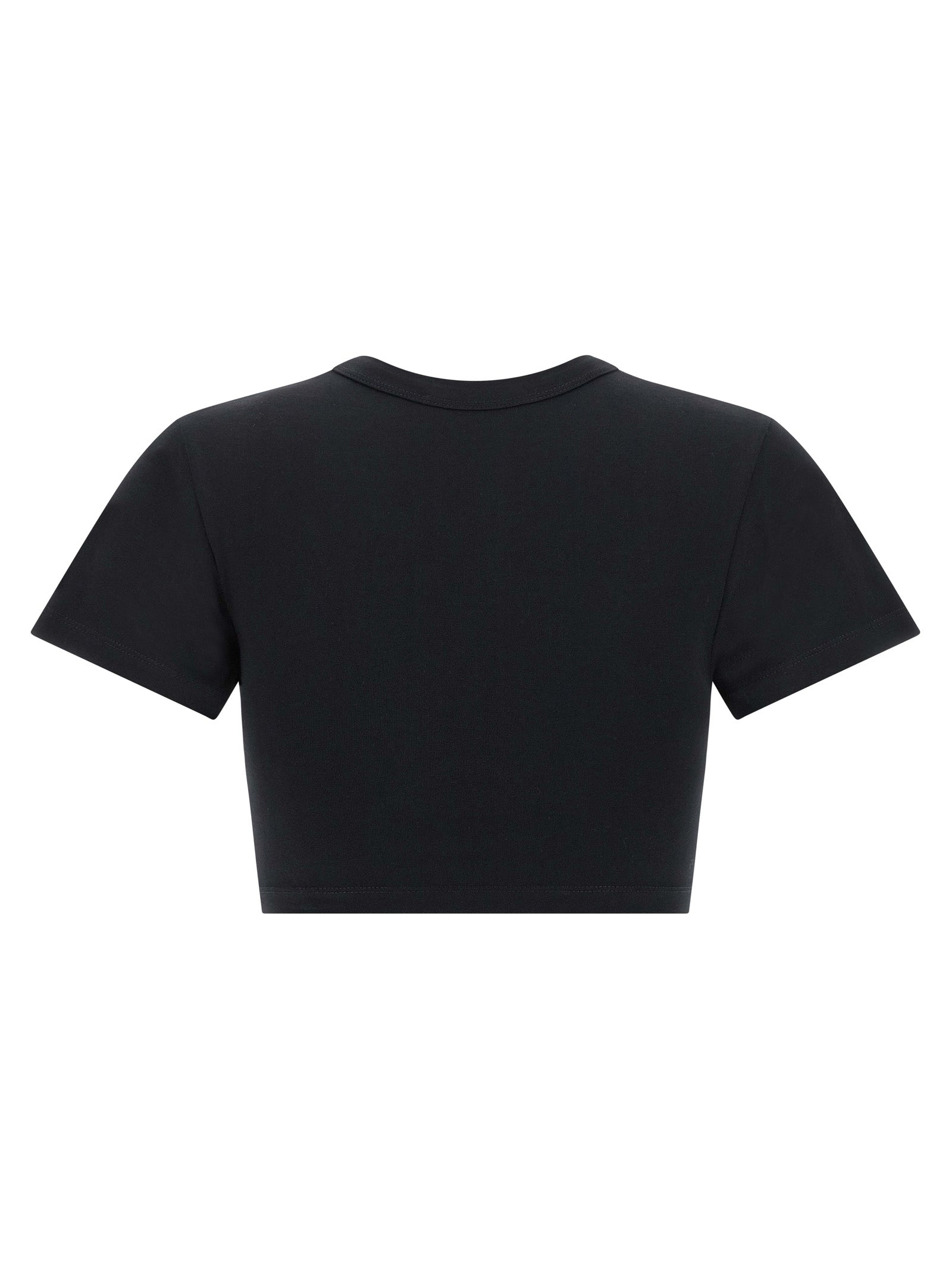 T-Shirt by The Attico for women in cotton black showcases a dramatic silhouette, elegantly detailed with a dramatic crew neckline and for a truly dramatic finish.