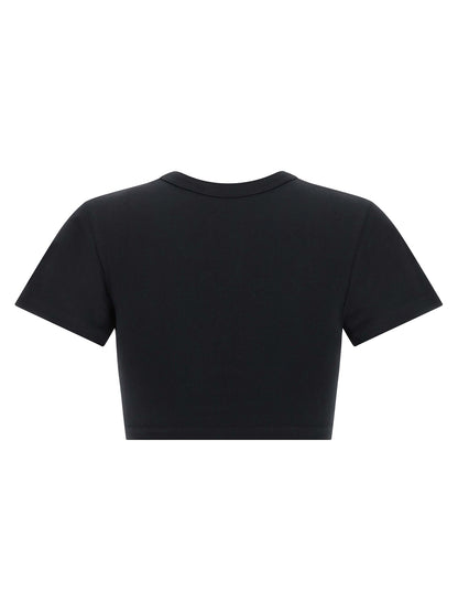 T-Shirt by The Attico for women in cotton black showcases a dramatic silhouette, elegantly detailed with a dramatic crew neckline and for a truly dramatic finish.
