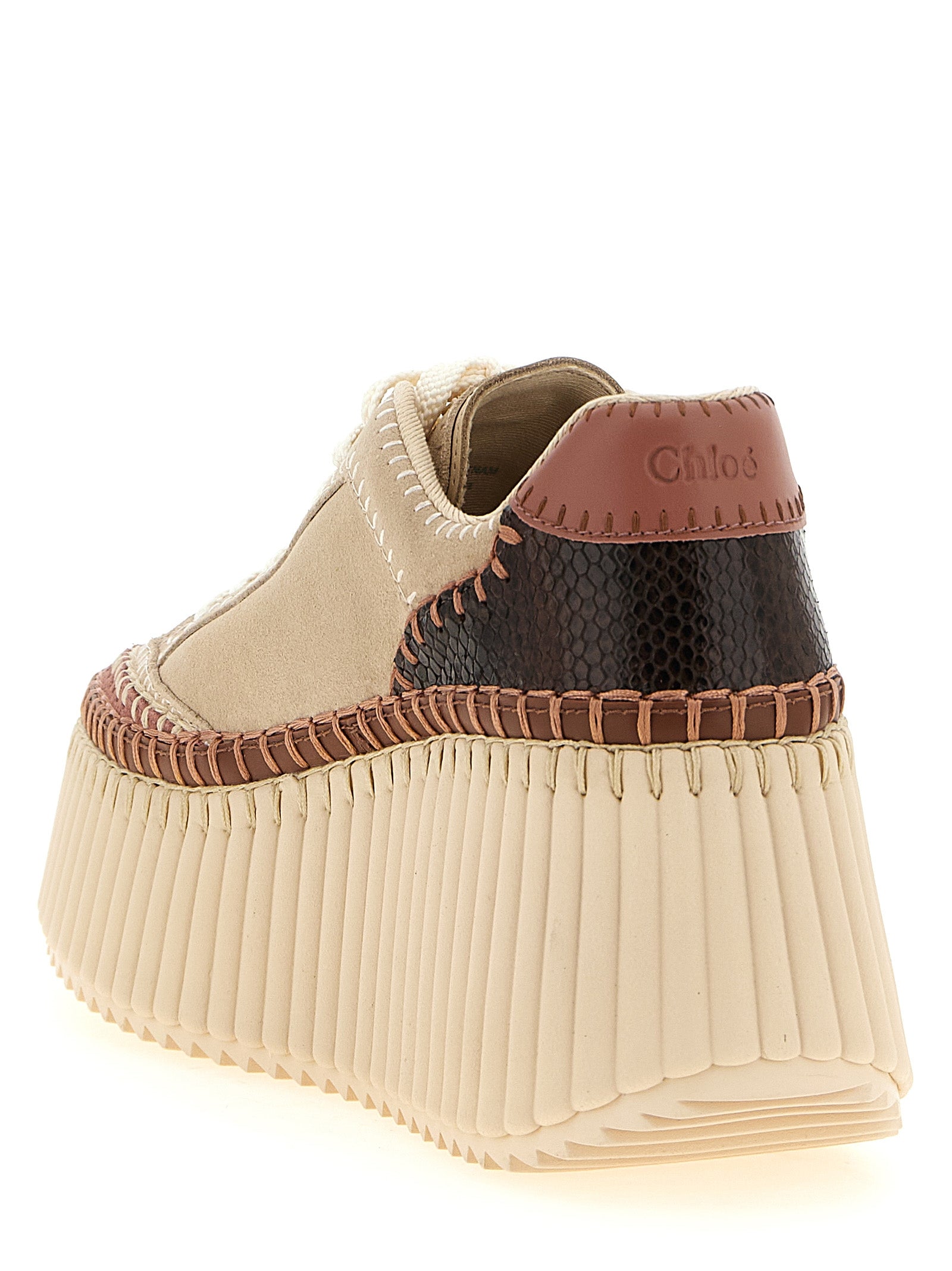Platform Wedge Sandals by Chloé for women in polyester suede leather beige features an statuesque Women's Polyester Suede Leather Platform Wedge Sandals silhouette with a refined platform wedge and elegant .