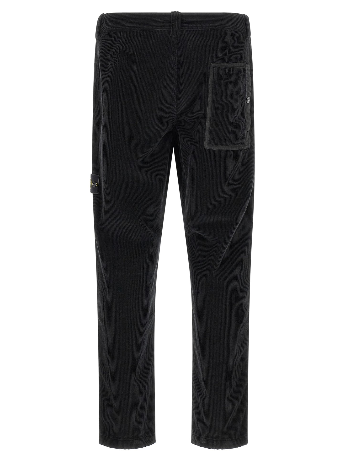 Trousers by Stone Island for men in organic cotton corduroy black features an on trend silhouette, showcasing a sophisticated with a long and for an on trend finish.