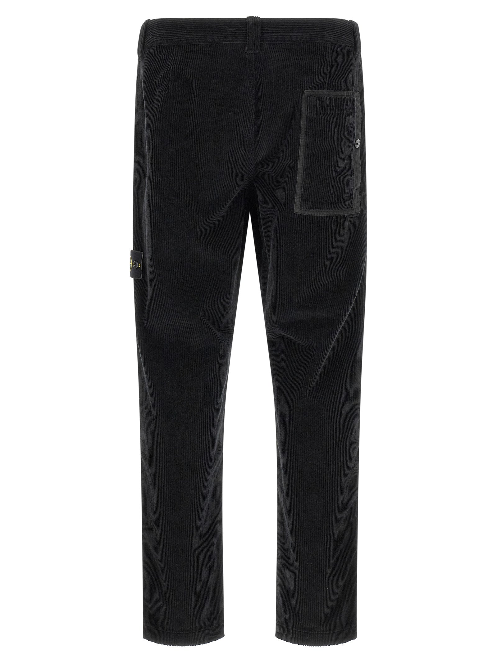 Trousers by Stone Island for men in organic cotton corduroy black features an on trend silhouette, showcasing a sophisticated with a long and for an on trend finish.