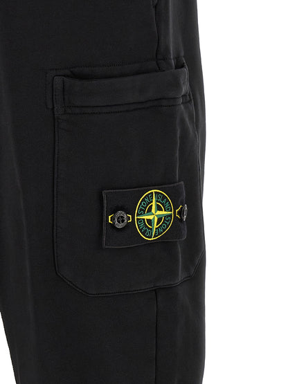 Stone Island Aren Men's Tapered Leg Cotton Joggers - Black Signature