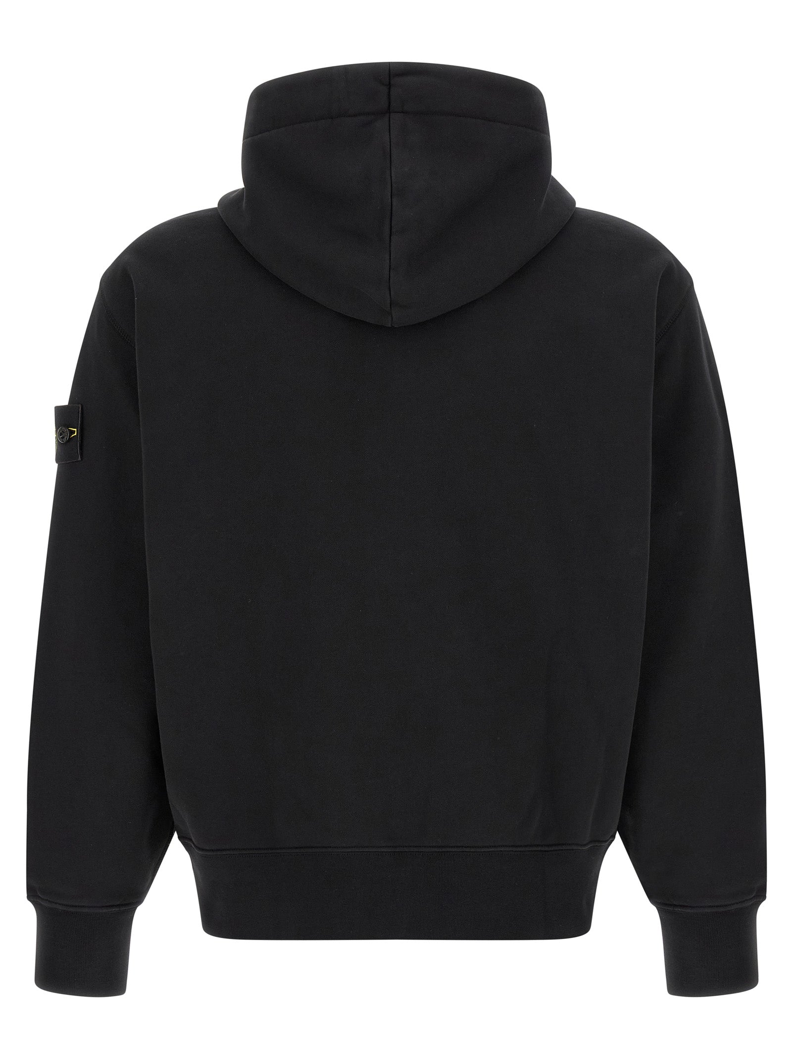 Sweatshirt Hoodie by Stone Island for men in cotton black, rose & signature features a slouchy chic silhouette, detailed with a slouchy chic and a signature hooded neckline for an elevated aesthetic.