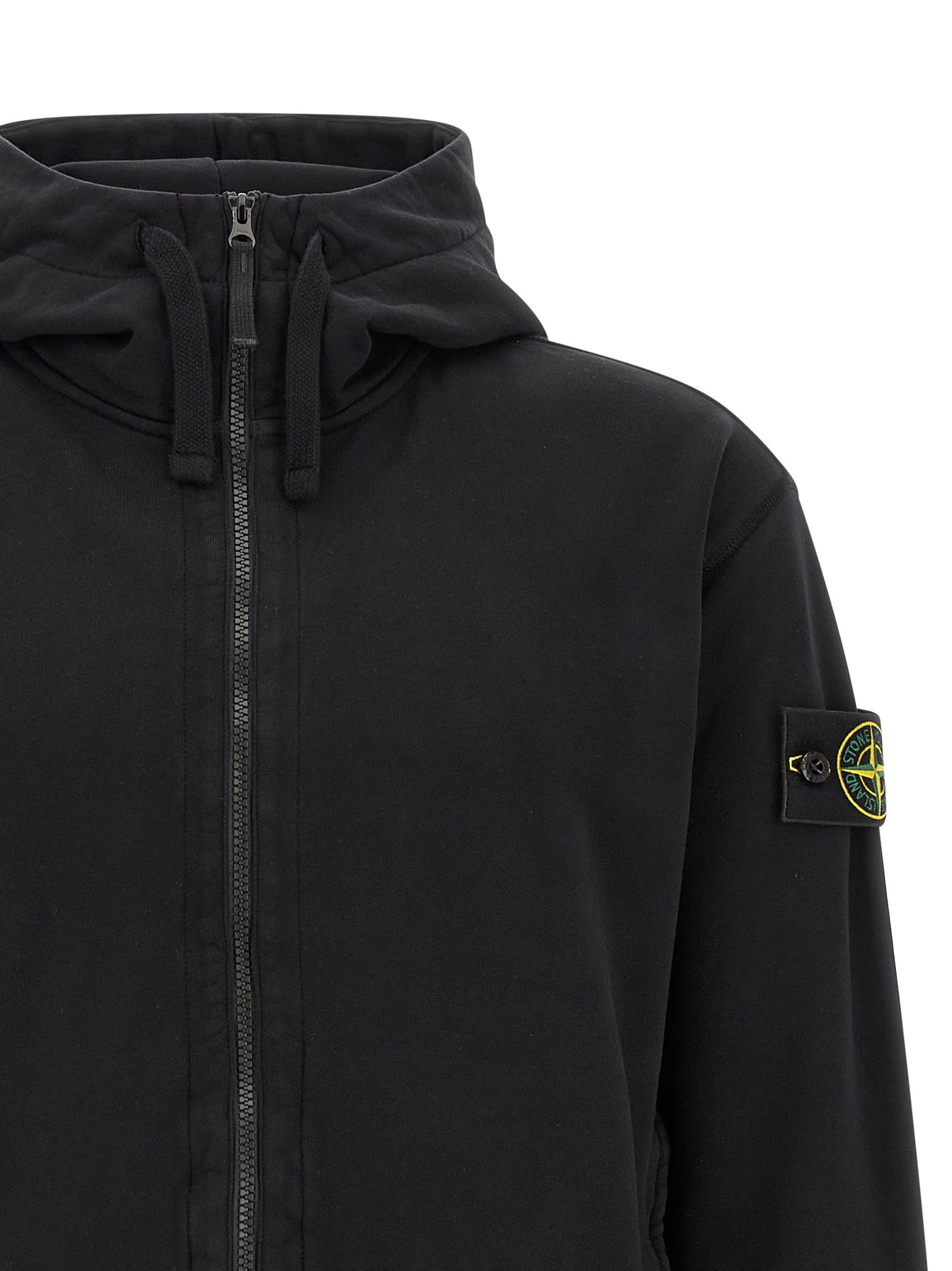 Sweatshirt Hoodie by Stone Island for men in cotton black, rose & signature features an avant-garde silhouette, showcasing a sophisticated hooded neckline and detail for a truly avant-garde finish.
