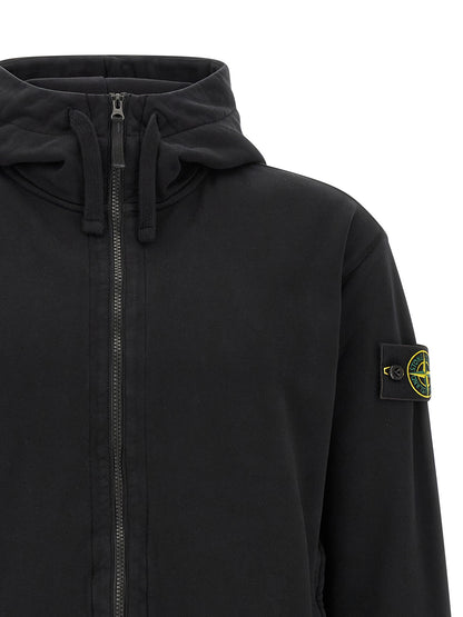 Sweatshirt Hoodie by Stone Island for men in cotton black, rose & signature features an avant-garde silhouette, showcasing a sophisticated hooded neckline and detail for a truly avant-garde finish.
