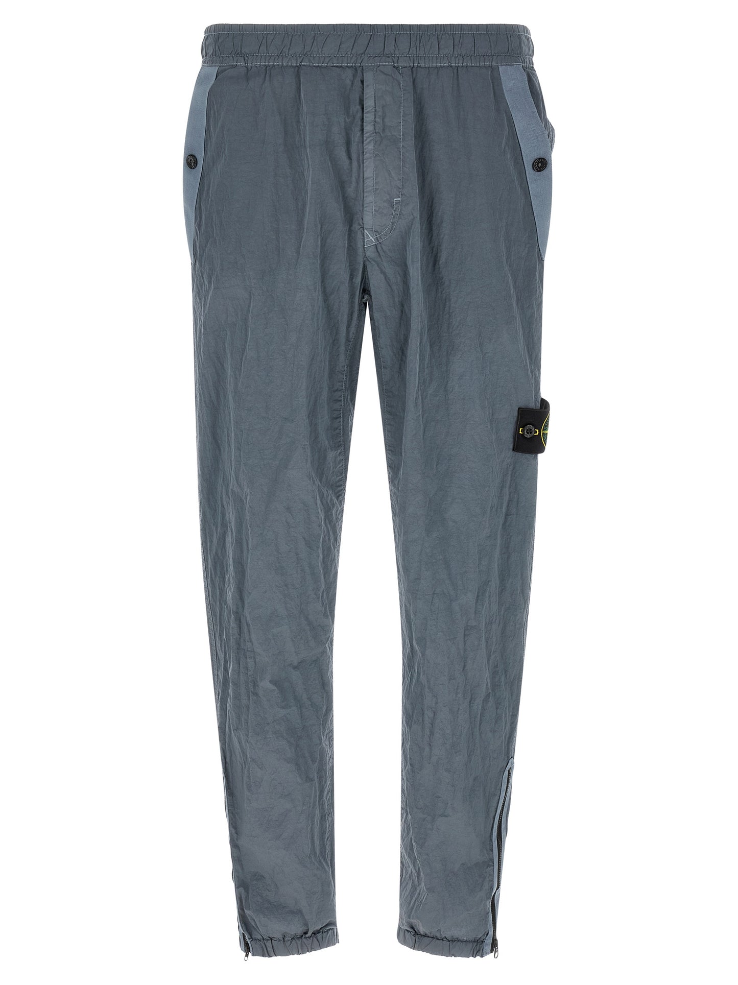 Joggers by Stone Island for men in nylon gray features an sartorial and long with a cut for a sartorial finish.