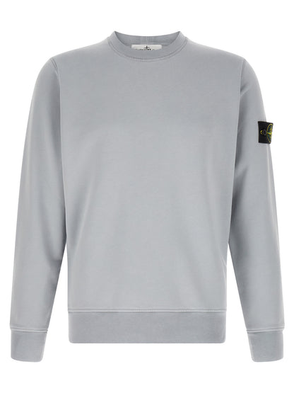 Sweatshirt by Stone Island for men in organic cotton gray showcases a slouchy chic silhouette, artfully detailed with a slouchy chic crew neckline and for a slouchy chic finish.