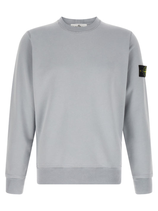 Sweatshirt by Stone Island for men in organic cotton gray showcases a slouchy chic silhouette, artfully detailed with a slouchy chic crew neckline and for a slouchy chic finish.