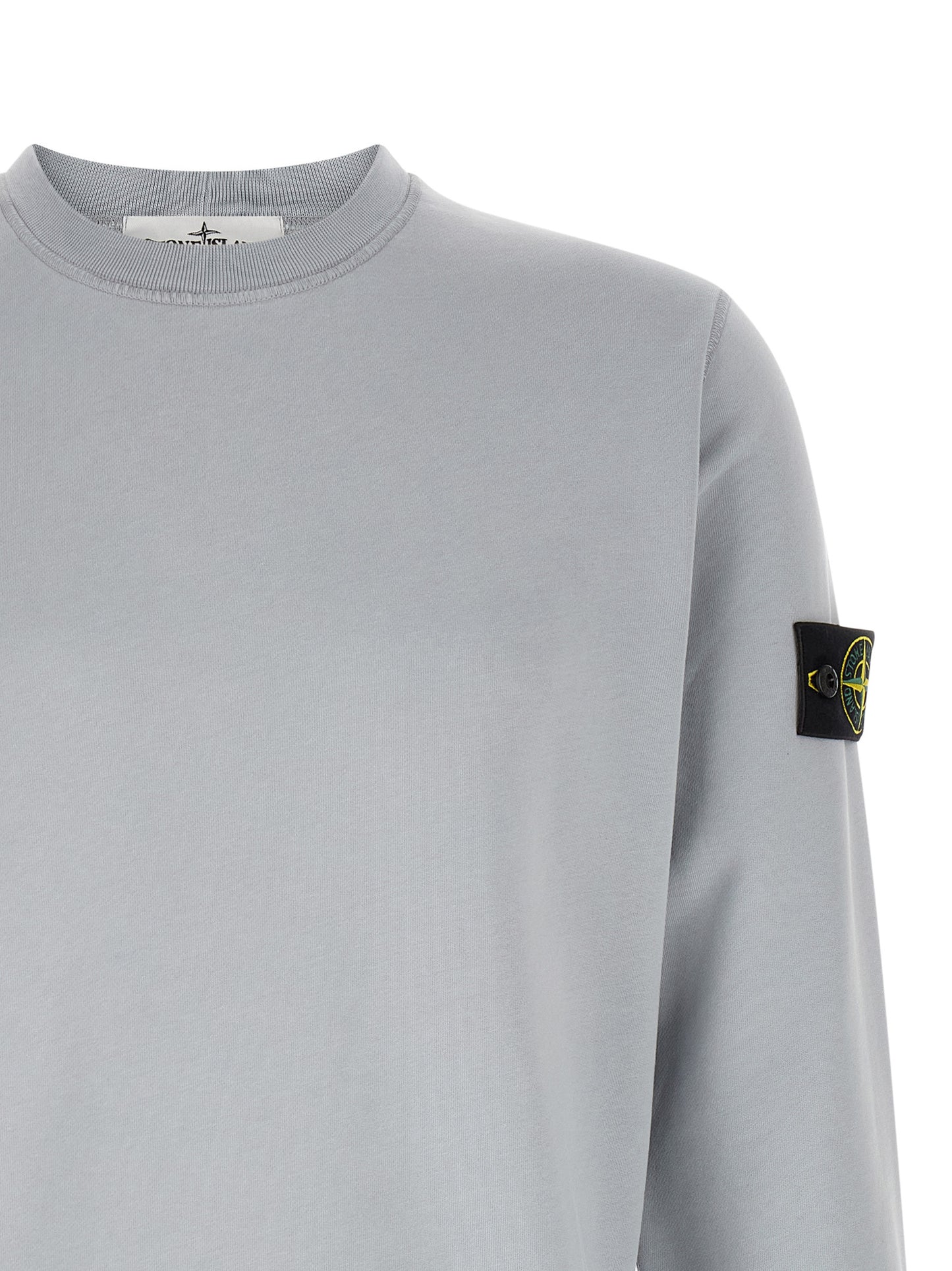 Sweatshirt by Stone Island for men in organic cotton gray presents a smart casual silhouette, featuring a smart casual crew neckline and for a sophisticated look.