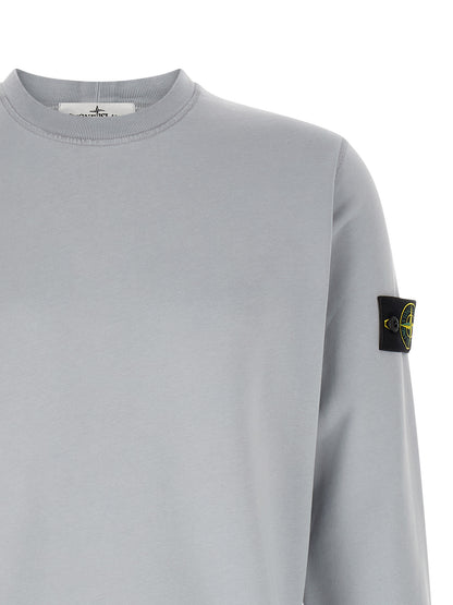 Sweatshirt by Stone Island for men in organic cotton gray presents a smart casual silhouette, featuring a smart casual crew neckline and for a sophisticated look.