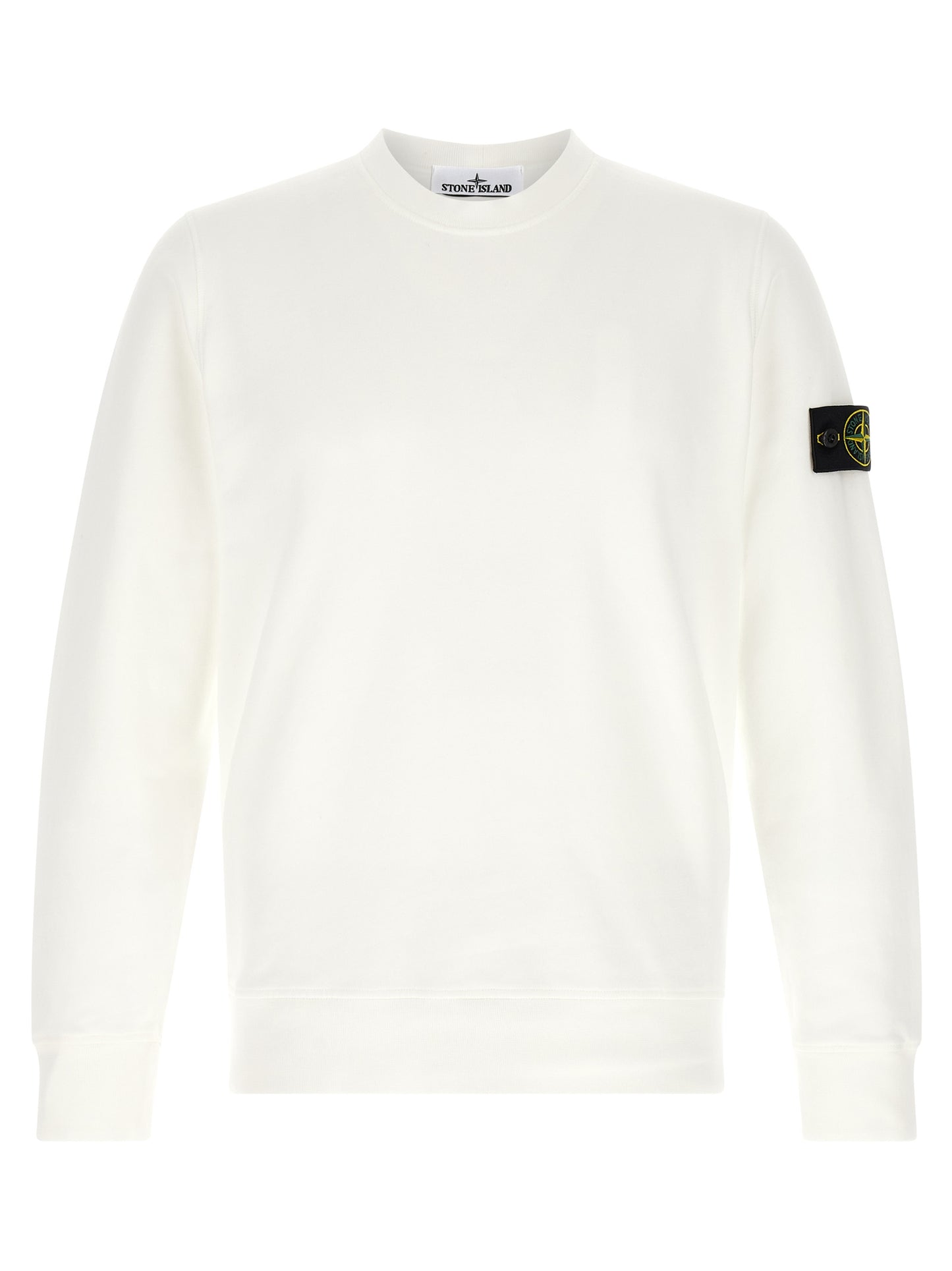 Sweatshirt by Stone Island for men in organic cotton white presents a smart casual silhouette, featuring a smart casual and for a sophisticated look.