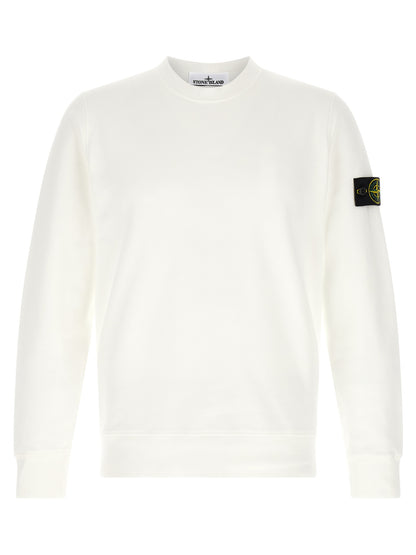 Sweatshirt by Stone Island for men in organic cotton white presents a smart casual silhouette, featuring a smart casual and for a sophisticated look.
