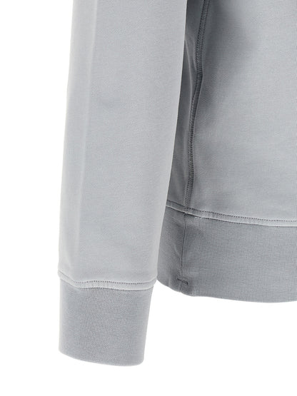 Sweatshirt by Stone Island for men in organic cotton gray showcases a slouchy chic silhouette, artfully detailed with a slouchy chic crew neckline and for a slouchy chic finish.