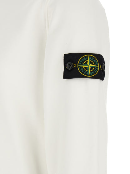 Sweatshirt by Stone Island for men in organic cotton white features an provocated silhouette, detailed with a provocated and a refined for a sophisticated aesthetic.