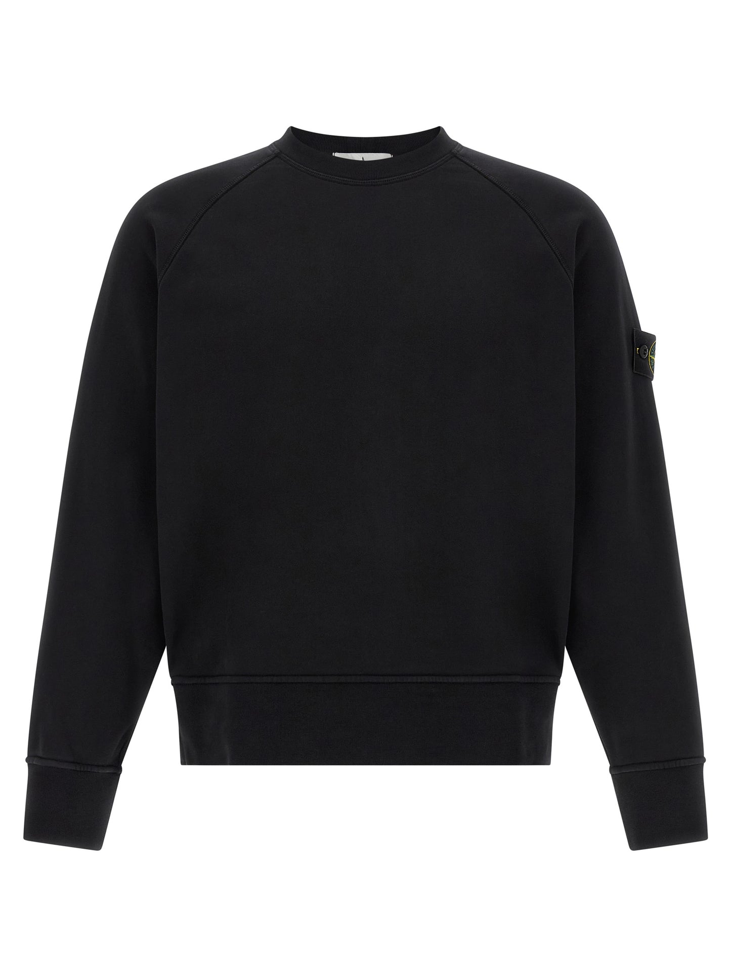 Sweatshirt by Stone Island for men in cotton black features an exquisite silhouette, showcasing and crew neckline details for a exquisite look.