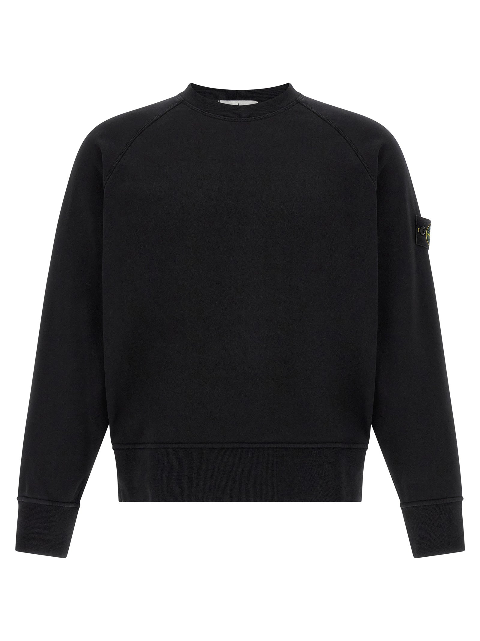 Sweatshirt by Stone Island for men in cotton black features an exquisite silhouette, showcasing and crew neckline details for a exquisite look.