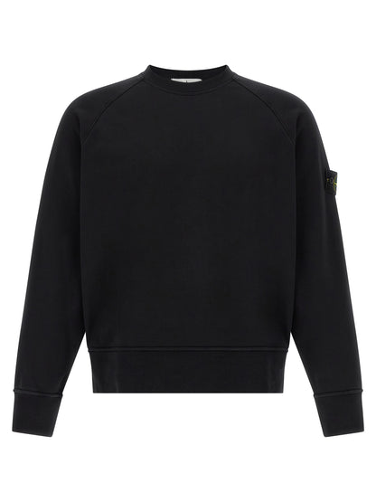 Sweatshirt by Stone Island for men in cotton black features an exquisite silhouette, showcasing and crew neckline details for a exquisite look.