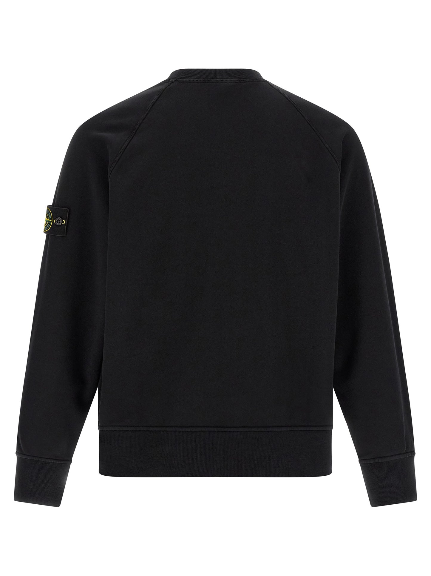 Sweatshirt by Stone Island for men in cotton black showcases a slouchy chic silhouette, artfully detailed with a slouchy chic crew neckline and for a slouchy chic finish.