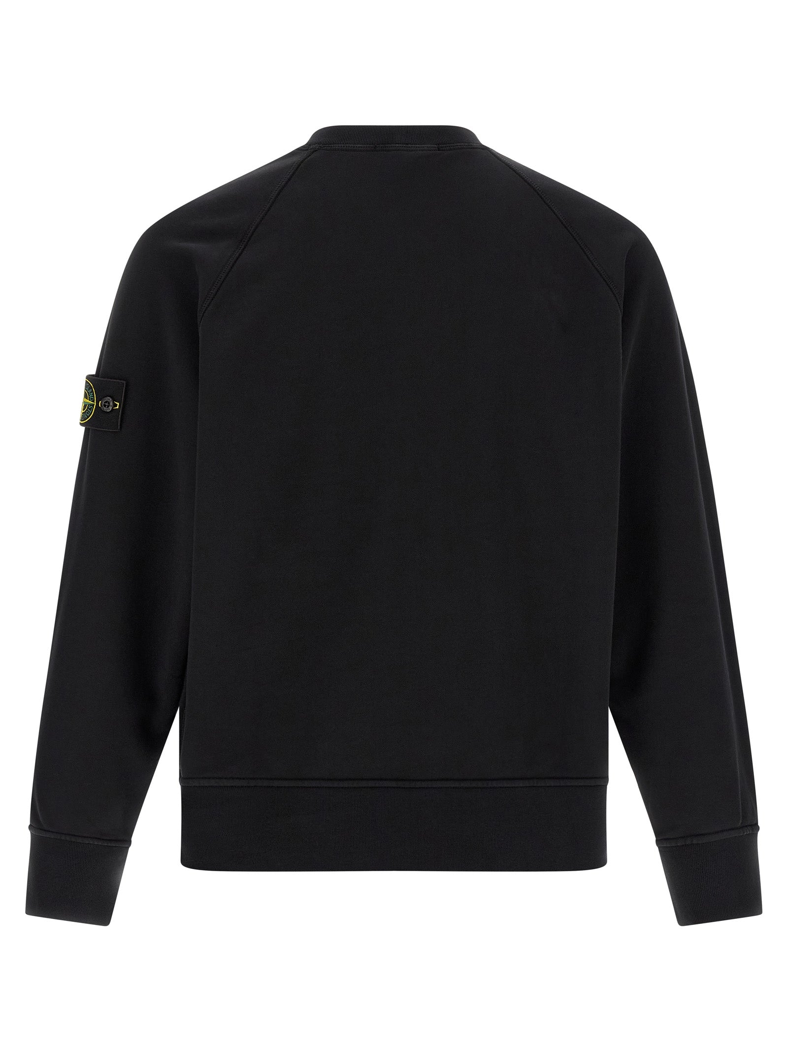 Sweatshirt by Stone Island for men in cotton black showcases a slouchy chic silhouette, artfully detailed with a slouchy chic crew neckline and for a slouchy chic finish.