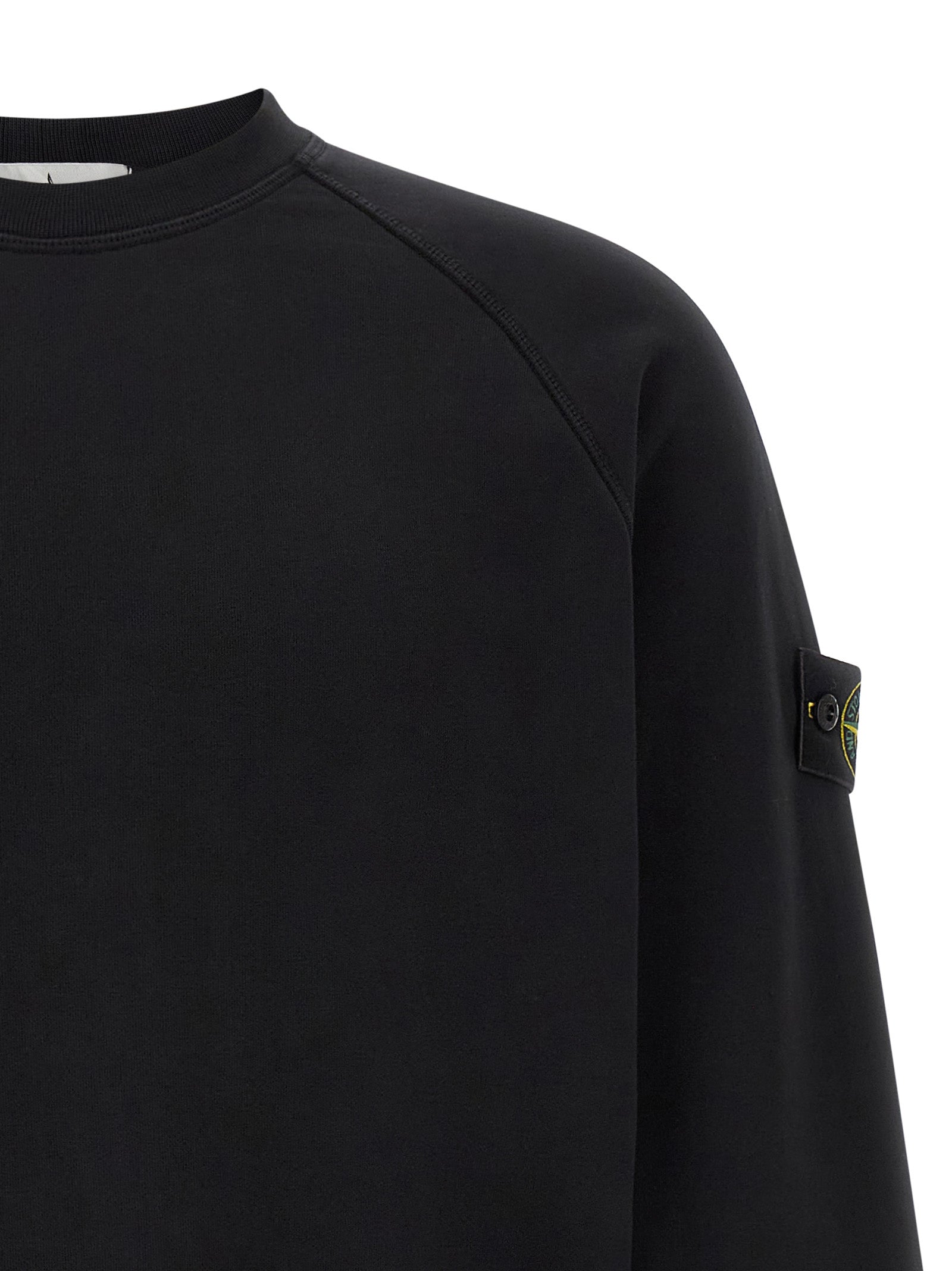 Sweatshirt by Stone Island for men in cotton black presents a smart casual silhouette, featuring a smart casual crew neckline and for a sophisticated look.
