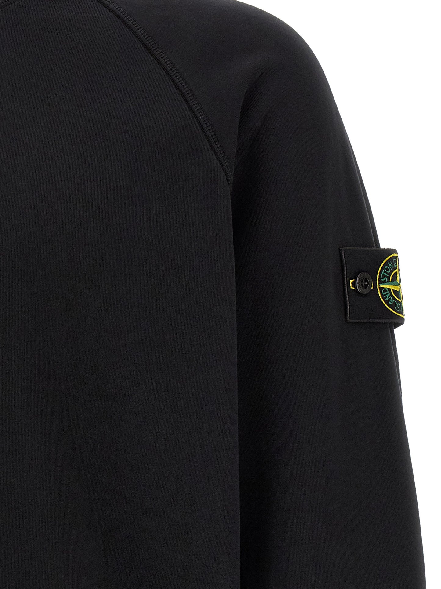 Sweatshirt by Stone Island for men in cotton black features an enviable silhouette, showcasing a premium and refined for a truly enviable finish.