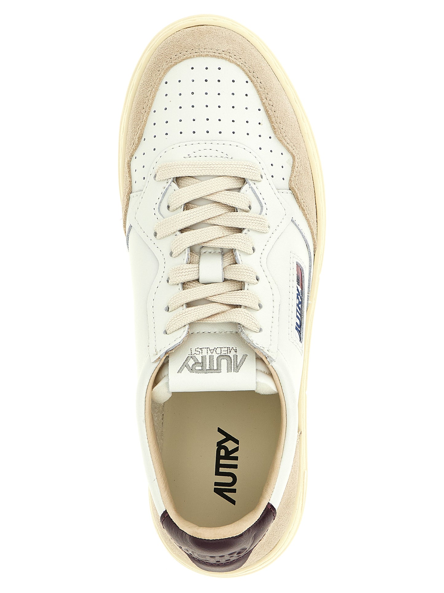 Athletic Sneakers Autry men nylon & cowhide suede leather beige, multicolor, purple, white & signature featuring a avant-garde Men's Athletic Nylon & Cowhide Suede Leather Sneakers design with a avant-garde athletic style for a refined finish.
