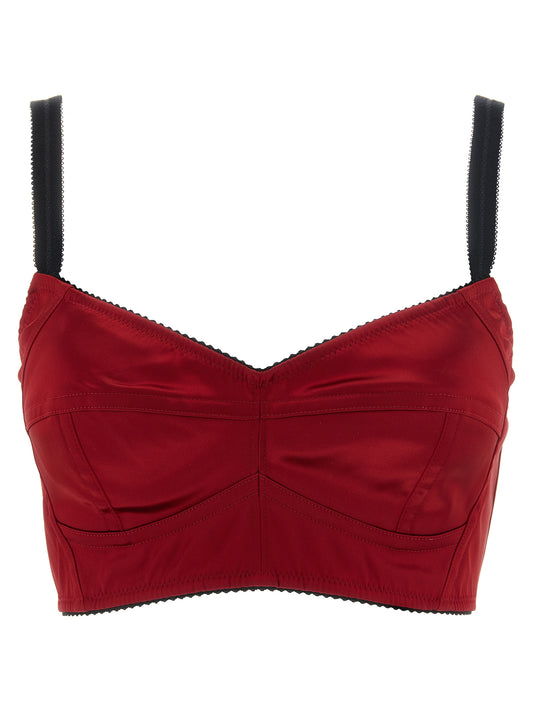 Dolce & Gabbana Women's Stretch Polyamide Satin Tank Top - Black Multicolor Red