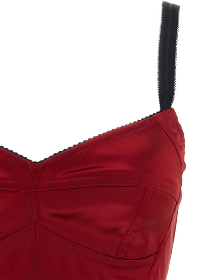 Dolce & Gabbana Women's Stretch Polyamide Satin Tank Top - Black Multicolor Red