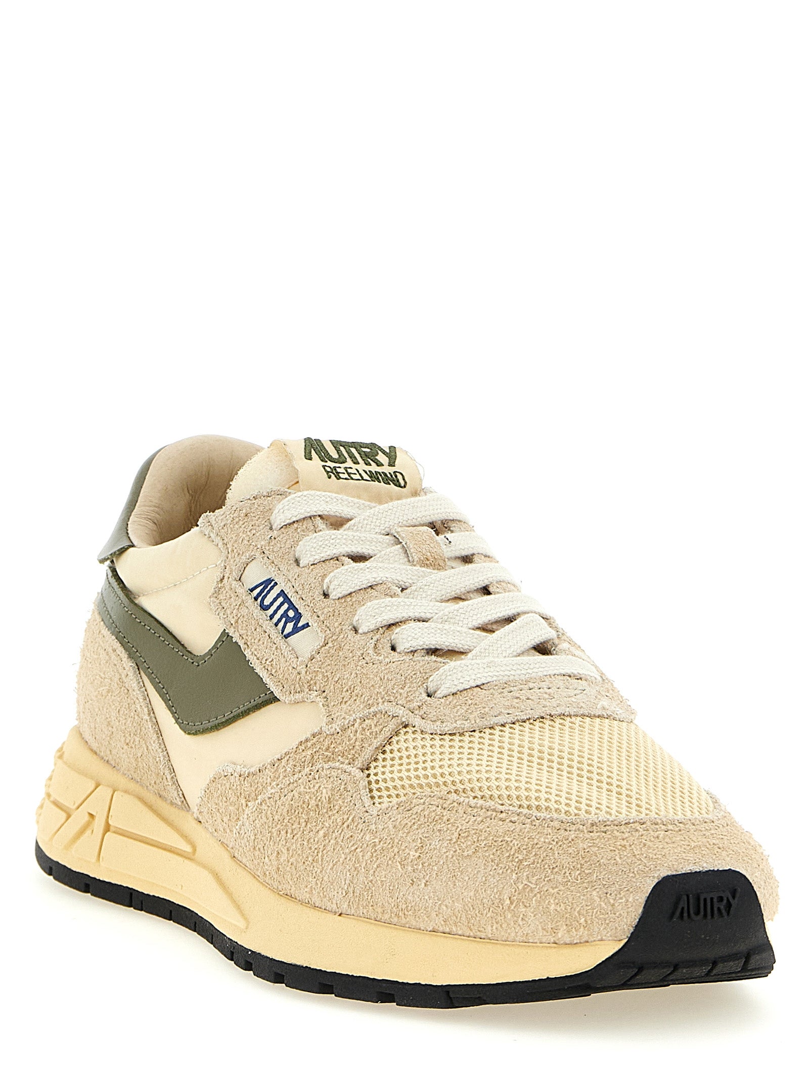 Athletic Sneakers by Autry for men in cotton nylon & suede leather bicolour, beige, cream, green, olive & patterned presents a sleek silhouette, perfectly capturing the athletic style essence of Star Men's Athletic Cotton Nylon & Suede Leather Sneakers with its sleek design and premium finish.