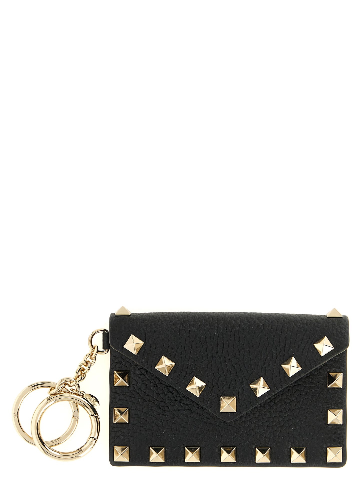 Cardholder Card Case by Valentino Garavani for women in calfskin leather black features a distinguished silhouette, showcasing the distinguished design of the Rockstud Calfskin Leather Cardholder Card Case with refined card-organization compact-design.