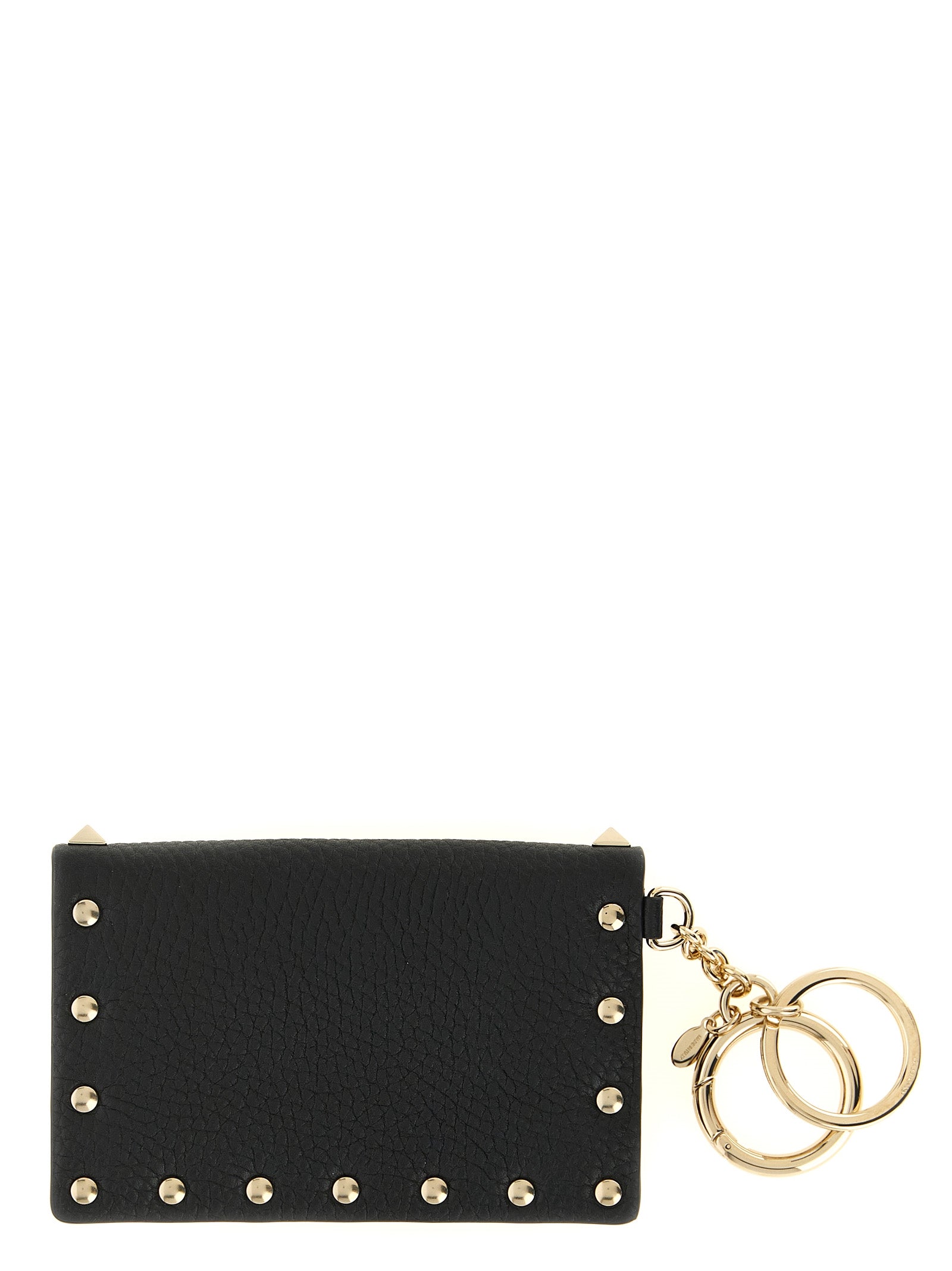 Cardholder Card Case by Valentino Garavani for women in calfskin leather black features a sleek silhouette, showcasing the sleek design of the Rockstud Calfskin Leather Cardholder Card Case with functional card-organization compact-design for a premium look.